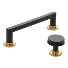 two black and gold handles on a white background