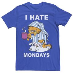 Fill your cup with cartoon style wearing this men's Garfield tee. Crewneck Short sleevesFABRIC & CARE Cotton Machine wash Imported Fill your cup with cartoon style wearing this men's Garfield tee. Licensed Character Fill your cup with cartoon style wearing this men's Garfield tee. Size: XS. Color: Med Blue. Gender: male. Age Group: adult. Pattern: Graphic. Cotton Cartoon Print Tops, Cartoon Style Cotton Top With Letter Print, Cotton Cartoon Style Tops With Letter Print, Funny Cotton T-shirt With Cartoon Print, Cotton T-shirt With Cartoon Print For Fans, Cotton Cartoon Tops With Character Print, Cotton Cartoon Character Print Tops, Cotton Tops With Cartoon Character Print, Novelty Cartoon Print Crew Neck T-shirt