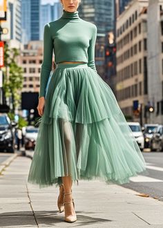 Beautiful Green Exra Large Hem Tulle Pleated Skirt FallFabric: TulleSize & Fit: This garment fits true to size.Length: Size L measures 31.2"from waist to hem.Waist:Fitted - elastic waist allows stretch Hip: Loosely Fitted. room for hips. Hand Wash Cold. Fall Full Tulle Skirt Dresses, Stretch Pleated Tiered Skirt Dress, Tiered Maxi Skirt For Fall Party, Stretch Tiered Dress With Pleated Skirt, Tulle Skirt Dress For Fall, Fall Tulle Dress With Flowy Skirt, Flowy Tulle Skirt Dress For Fall, Spring Two-piece Skirt Dress, Fitted Tiered Tulle Maxi Skirt