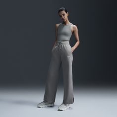 Grounded in style, comfort and versatility, meet our take on luxury loungewear. These high-waisted sweats make a statement with midweight brushed fleece in a full-length, wide-leg design. Soft yet structured, they're anything but basic. Nike Sportswear Phoenix Fleece, Sweatpants Nike, Red Sweatpants, Luxury Loungewear, Wide Leg Sweatpants, Loungewear Luxury, Nike Sweatpants, Women Lifestyle, Leg Design