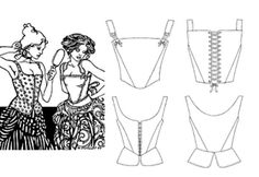 Motifs folkwear au style intemporel # 267 M\'Lady\'s Corset Misses Extra Small à 3X-Large Ce motif amusant et à la mode est représentatif des vêtements de la fin du XVIe siècle et du début du XVIIe siècle portés par les femmes de la classe supérieure dans les cours royales et les paysannes dans leur vie quotidienne. Lacets de corset à encolure carrée dans le dos avec œillets achetés ou faits à la main (instructions à l'intérieur du modèle). Le corset à encolure dégagée se ferme à l'avant avec du Eye Tape, Corset Sewing, Empire Waist Gown, Elizabethan Era, Corset Sewing Pattern, Dressy Sweatshirt, Corset Vest, Skirt Patterns Sewing, Mexican Dresses