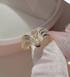 a Gold Enamel Open Ring, Elegant Adjustable Gold Enamel Ring, White Gold Plated Open Ring, Gold Enamel Open Ring For Wedding, Gold Open Ring Enamel Wedding Ring, Adjustable Enamel Open Ring For Wedding, Elegant Adjustable Enamel Ring For Weddings, Adjustable Gold Pearl Promise Ring, Adjustable Elegant Enamel Wedding Ring