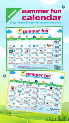 the summer fun calendar is shown in this image