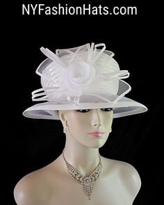 Women's Haute Couture Statement White Sequin Crown Bridal Wedding Formal Dress Hat. This Elegant Statement Motf Hat Is Embellished With A Large Decorative White Loop And Horsehair Crinoline Bow. The Pillbox Style Crown Of This Luxury Hat Is Embellished With Sequin And Poly Straw Braid. The Brim Of This Formal Hat Is Made With A Sheer Horsehair. The Brim Tilts Downward. This Hat Will Make A Fashion Statement. Crown Measures 22.5". Standard Sized Fits Most Women Condition Is New Custom Made This F Wedding Formal Dress, Formal Hat, Bespoke Hats, Veiled Hats, Sinamay Hats, Luxury Hats, Couture Hats, Bridal Hat, Church Dress