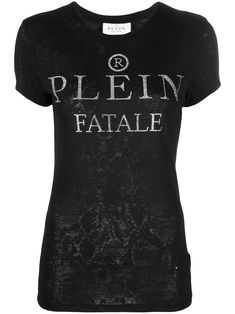 logo-embellished cotton T-shirt from PHILIPP PLEIN featuring black, cotton, jersey knit, crystal embellishment, logo embellishment, round neck, short sleeves and straight hem. Embellished Shirt, Latest T Shirt, City Dress, Philipp Plein, Crystal Embellishment, Jersey Shirt, Leather Patches, Fancy Dresses, Black Cotton