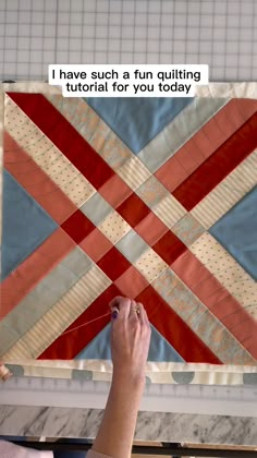 a woman is working on a quilt with the words i have such a fun quilting pattern