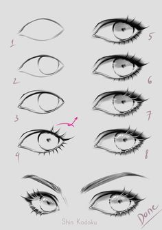 the steps to draw an anime eye step by step