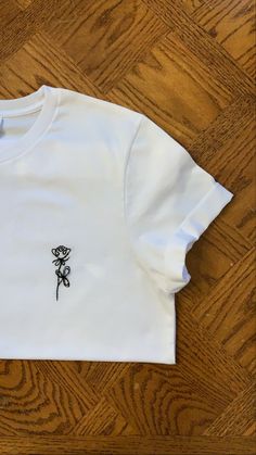 Hand Embroidered T-Shirt Black Embroidered T-shirt, Custom Tee, Shirt Embroidery, Embroidered Sweatshirt, Custom Tees, Embroidered Tshirt, Sewing Project, Embroidered Sweatshirts, Embroidered Shirt