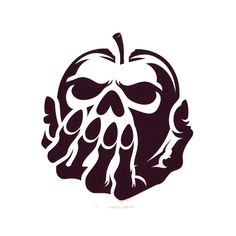 an apple with tentacles in the shape of a human head, on a white background