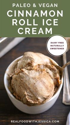 palen and vegan cinnamon roll ice cream in a bowl