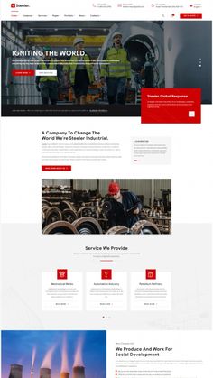 the website design for an industrial company