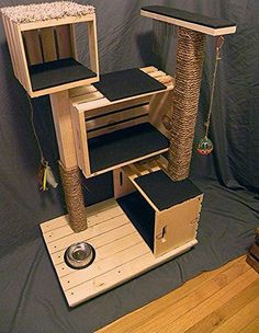 the cat tree is made out of cardboard