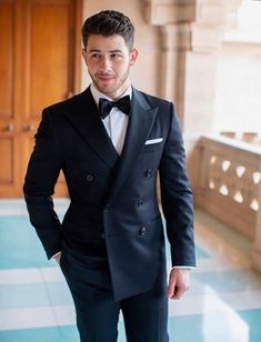 Men's Black Double Breasted Party Wear Suit Double Breasted Suit Wedding Grooms, Wedding Husband Suit, Wedding Suits Men Black, Double Breasted Suit Men, Mens Wedding Suits, Wedding Fits, Suit Styles, Wedding Tux, Black Suit Men