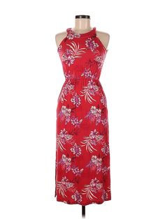 Bixby Nomad Cocktail Dress Size: 8 Red Dresses - used. 95% RAYON, 5% SPANDEX, Midi, Halter, Tropical, Midi/Calf Length, Sleeveless | Bixby Nomad Cocktail Dress: Red Tropical Dresses - Size 8 Red Floral Print Halter Neck Sleeveless Dress, Red Floral Halter Neck Sleeveless Dress, Red Halter Neck Sleeveless Dress With Floral Print, Red Floral Print Halter Neck Midi Dress, Red Halter Neck Midi Dress With Floral Print, Red Floral Print Fitted Sleeveless Dress, Red Fitted Sleeveless Dress With Floral Print, Fitted Red Floral Sleeveless Dress, Red Fitted Sundress Maxi Dress