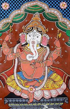 Deities Art, Ganesha Art Illustration, Worli Painting, Indian Traditional Paintings, Bengali Art, India Painting, Kalamkari Painting, Buddha Art Painting