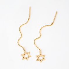 14K Solid Gold Star of David Threader Earrings Innovate your style with our Name Dangling Earrings in 14K Solid Gold. Exquisitely crafted, these custom earrings for women are the epitome of elegance and luxury. Made from 14k yellow gold, they dangle delicately, adding a touch of sophistication to any outfit. Perfect as a gift for her, these delicate earrings are not just jewelry, but a statement of class and timeless beauty. Enjoy the shine of solid gold earrings, designed to elevate your elegan Gold Threader Earrings, Threader Earrings Gold, Jewish Star, Solid Gold Earrings, Custom Earrings, Threader Earrings, Dangling Earrings, Star Of David, Delicate Earrings