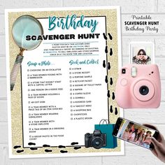 Instant Digital Download Birthday Photo Scavenger Hunt. Great for teen birthdays! Shopping Mall photo seek and find game. Search the mall for items on the list. Snap photos and see who finds the most items. Split into groups, follow the rules and see who wins the hunt. An 8 1/2" x 11" PDF file is available for instant download. For the Personalized options, please message us for a price quote.  See our Shopping Scavenger Hunt Invitation (sold separately): www.etsy.com/listing/766420590 . . . . . Birthday Photo Scavenger Hunt, Shopping Scavenger Hunt, Mall Scavenger Hunt Birthday Party, Mall Birthday, Scavenger Hunt Birthday Party, Mall Scavenger Hunt, Scavenger Hunt Birthday, Snap Photos, Photo Scavenger Hunt