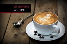 a cappuccino on a saucer with coffee beans