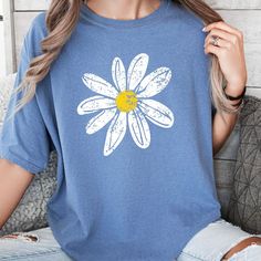 Comfort Colors Daisy Women Oversized Shirt, Retro Summer T-shirt, Wildflower Daisy Shirt, Flower Shirt, Trendy Spring Summer Tee Welcome to our store!  We specialize in fashionable products designed to ensure high satisfaction. Please review all the photos provided for detailed views of our items. 💫HOW TO ORDER: To place an order, please select the desired SIZE and COLOR from the drop-down menu for each shirt. You can adjust the quantity for the same color and size as needed. 💫MATERIAL: Our sh Women Oversized Shirt, Paint Shirt, Daisy Shirt, Paint Shirts, Retro Summer, Comfort Colors Shirt, Flower Shirt, Summer Tee, Summer Tshirts