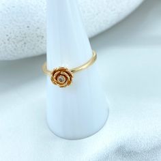 14k Solid Gold Minimalist Floral Ring, 14k Solid Gold Rose Ring featuring Cubic Zirconia (Inside Stamped) - Thickness: 2mm Dainty 14k Gold Flower Ring, Valentine's Day Gold Flower Ring, Minimalist Gold Flower Ring, Adjustable Gold Flower Ring For Birth Flower, Gold Ruby Flower Ring, Gold Rose Ring, Floral Ring, Rose Ring, Anklet Bracelet