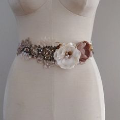 Made With Embroidered Pearls, Crystals Seed Beads, Rhinestones And Fabric Flowers On A Satin Ribbon. Golden Belt, Festival Belt, Tassel Belt, Flower Belt, Wedding 2024, Beaded Belt, Handcrafted Accessories, Woven Belt, Bridal Belt