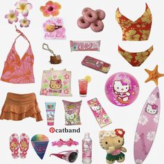 Summer Gyaru Outfits, Beachcore Outfit, Tropical Gyaru, High School Fashion, Y2k Summer Outfits, Tropical Fashion, Surfer Girl Style