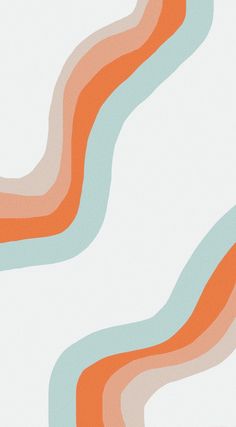 an orange and blue wavy pattern on a white wallpaper with pastel green, red, and light blue colors