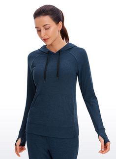 YOGA Women's Lycra Brushed long sleeve hoodie with soft and stretchy fabric. Drawstring pullover sweatshirts with pockets for easy storage. Thumb hole design keeps you warm and holds sleeves in place. Feature & Fitting: 
 Designed for running or workout 
 Hooded design, slim fit 
 Front pocket and thumbholes 
 Fabric: 
 Soft and skin-friendly fabric 
 Added Lycra for stretch 
 Brushed for comfort and warmth 
 88% Polyester, 12% Lycra 
 SKU : RZ36 .Easy reach by searching the SKU Workout Hoodie With Drawstring Hood, Comfortable Workout Hoodie With Drawstring, Comfortable Workout Hoodie With Drawstring Hood, Athleisure Sweatshirt With Pockets, Comfortable Long Sleeve Workout Hoodie, Comfortable Long Sleeve Hoodie For Workout, Comfortable Hooded Sweatshirt For Workout, Sporty Activewear Hoodie With Kangaroo Pocket, Athleisure Sports Hoodie With Pockets