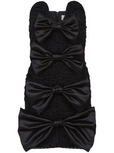 black tulle overlay polka dot embroidery ruched detailing bow detailing bustier-style neckline concealed rear zip fastening straight hem thigh-length Polka Dot Embroidery, Dot Embroidery, Tulle Mini Dress, Black Tulle, Flare Mini Dress, Mini Cocktail Dress, Red Mini Dress, Tulle Dress, Dress With Bow