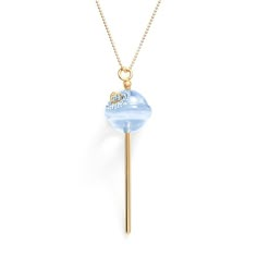 "Pendant Details:Watch the product video here. Pendant length: 2.25 in. Chain length: 26 in. Clasp: lobster-claw Metal: 18k gold over sterling silver Features: logo charm embedded in lollipop Crystal Details: Cut: round Setting: pave design Size: 26"". Color: Blue. Gender: female. Age Group: adult." Cool Pendant Necklaces, Pearl Spaceship Necklace, Pearl Necklace Spaceship, Ariella Pendant Necklace, Crystal Lollipop, Awesome Necklaces, Masculine Jewelry, Streetwear Jewelry, Romantic Life