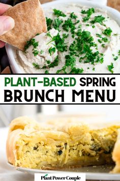 Two photos of vegan brunch recipes - a whipped feta dip and quiche - with text reading: plant based spring brunch menu Forest Birthday Theme, Vegan Easter Brunch, Mc Muffin, Vegan Creamer, Spring Flavors, Easy Roasted Potatoes, Brunch Vegan, Vegan Brunch Recipes, Easter Brunch Menu