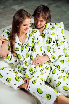 "Custom Avocado Pajama Set, Matching Pajamas For Couple, Muslin Avocado Print PJ, Button Down Pajamas Men Women, Mr and Mrs Matching Outfit Our pajamas are customized with Vinyl. The letters are so pretty and detailed. It is perfect to put first letter of your name or first/last name or wedding role . Whether you want to buy it as gift, keep it for yourself and wear it as an everyday or even wear it for a honeymoon trip , this unique customized pajamas is sure to work for any occasion. ⭐Sizes: W Button Down Pajamas, Matching Couple Pajamas, First Letter Of Your Name, Pajamas Men, Avocado Print, Mens Pjs, Honeymoon Trip, Custom Robes, Wedding Roles