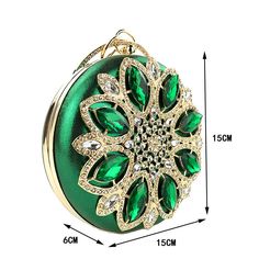 Women Round Clutch Purse Evening Bag Green Clutch Purse, Green Clutch Bag, Gold Chain Handbag, Fancy Purses, Green Clutch, Bridal Clutch Bag, Green Clutches, Wedding Handbag, Bridal Purse