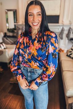 Print Wrap Blouse | Sophie & Trey Casual Floral Print Wrap Blouse, Multicolor Wrap Blouse, Vibrant V-neck Multicolor Print Blouse, Vibrant Print V-neck Blouse, Multicolor Floral Print V-neck Blouse, Dress Store, Online Clothing Boutiques, Wrap Blouse, Trendy Dresses