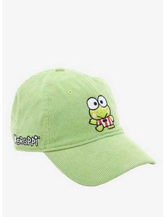 Keroppi Corduroy Dad Cap, Keroppi Clothes, Keroppi Merch, Stud Aesthetic, Frog Clothes, Frog Stuff, Kitty Clothes, Hello Kitty Clothes, Green Cap