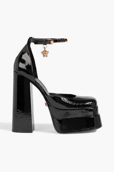 Shop on-sale VERSACE Embellished patent-leather platform pumps for Woman. Browse the best deals from VERSACE and luxury fashion at The Outnet. Versace Shoes Heels, Versace Shoes, Beach Wear Outfits, Ink Clothes, Platform Pumps, High Heel Pumps, Pumps Heels, Patent Leather, Block Heels