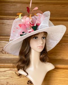 SF82 Off-white/coral Kentucky Derby Church Wedding Tea | Etsy Wedding Tea Party, Sinamay Hats, Wedding Tea, White Coral, Church Wedding, Big Bow, Silk Flower, Big Bows, Kentucky Derby