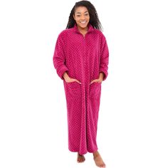 Embrace the perfect blend of comfort and style with the Alexander Del Rossa womens robe with zipper front and pockets. Made from ultra-soft, plush fleece, this robe is designed to keep you warm and cozy, making it the perfect women zip up robe for relaxing at home, whether you're lounging on the couch, sipping your morning coffee, or winding down for the night. Crafted from high-quality fleece material, these velour robes for women with zipper offer unmatched softness and warmth. The full-length Housecoats For Women, Womens Robe, Loungewear Dress, Plush Robe, Fleece Robe, Robes For Women, Lounge Robes, Cotton Nightgown, One Piece Clothing