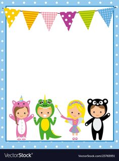 children in animal costumes are holding hands with an empty space for the text or image