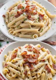 Treat yourself to a flavor-packed delight with our Bacon Lovers' Creamy Garlic Parmesan Pasta recipe! 🥓 Indulge in crispy bacon, creamy garlic sauce, and savory Parmesan cheese—all in one mouthwatering dish. Perfect for pasta lovers and bacon enthusiasts alike. Try it now! 😋🍝 #Bacon Lovers' Creamy Garlic Parmesan Pasta #myskinnyrecipes Creamy Garlic Parmesan Pasta, Chicken Recipes Pasta, Bacon Pasta Recipes, Creamy Garlic Pasta, Fettuccine Recipes, Garlic Parmesan Pasta, Pork Loin Roast Recipes, Bacon Sauce, Cream Cheese Pasta