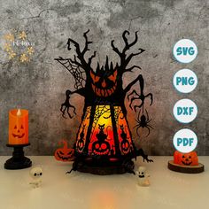 an image of halloween decoration with pumpkins and jack o lantern