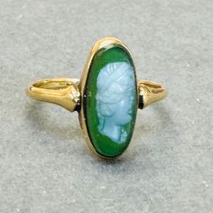 Marked 14K Excellent antique condition, has not been polished 1.8g Victorian Oval Yellow Gold Emerald Ring, Victorian Oval Emerald Ring In Yellow Gold, Antique 14k Stamped Emerald Ring, Antique 14k Gold Cabochon Rings, Antique Yellow Gold Cabochon Emerald Ring, Antique Yellow Gold Emerald Ring, Antique Gold Emerald Ring With Oval Cabochon, Antique Yellow Gold Emerald Cabochon Ring, Antique Yellow Gold Oval Cabochon Ring