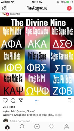 an instagram page with different types of text on it, including the names and colors