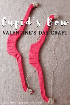 valentine's day craft cupid's bow with yarn and thread on top