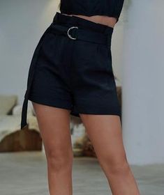 clothing | The Woman Concept Spring High Waist Shorts With Belt Detail, Chic Short Bottoms With Belt Detail, Fitted Belted Short Bottoms, Chic Belted Short Bottoms, Fitted Short Belted Bottoms, Belted Black Shorts, Belted Short Length Spring Bottoms, Black High-waisted Belted Shorts, Chic Shorts With Belt Detail For Spring