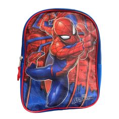 Spider-Man Book Bag For Toddler 11”H X 9”W X 3”D Themed Red Backpack For School, Themed Red School Backpack, Red Standard Backpack For School Events, Multicolor Rectangular Backpack For Playtime, Blue Standard Backpack For School Events, Multicolor School Bag With Character Print, Character Style Backpack For End Of School Year, Themed Backpack For End Of School Year, Themed Blue Backpack For End Of School Year