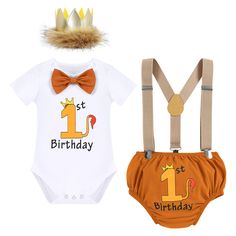 PRICES MAY VARY. BABY BOY JUNGLE THEME CAKE SMASH COSTUME --- Adorable infant baby boy toddler kids first birthday cake smash outfit set, forest theme cake smash outfit. Included diaper cover shorts pants, cotton short sleeve romper, Y-back suspenders and crown headband 4 pieces per set. Birthdays are a milestone, so make sure you celebrate in style! Make them memorable with this cake smash outfit. It's the most PERFECT outfit for him to wear on his special day and makes a perfect gift for any l Baby Shower Clothes, Jungle Theme Cakes, Cake Smash Outfit Boy, 1st Birthday Boy, 1st Birthday Cake Smash, Romper Designs, Going Home Outfit, Cake Smash Outfit