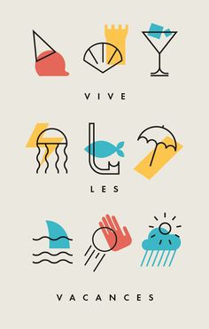 an image of different types of items on a white background with the words vive les vacances