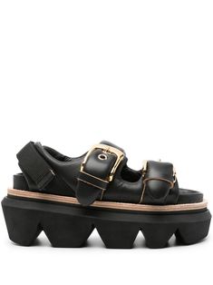 black calf leather padded design almond open toe logo-engraved gold-tone buckle cut-out detailing branded leather insole moulded footbed chunky rubber sole side buckle fastening and touch strap-fastening slingback strap Half Awake, Summer 2025, Pad Design, Gorgeous Shoes, Dolce E Gabbana, Sandals Black, Nike Air Jordan, Black Sandals, Women's Shoes Sandals