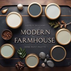 modern farmhouse home paint palettes on a tray